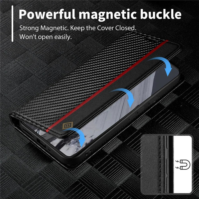 LC.IMEEKE For Google Pixel 10 Pro / 10 / 9 Pro / 9 Wallet Case Carbon Fiber Texture Leather Phone Cover - Vertical Stripe - 5