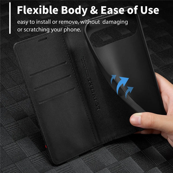 LC.IMEEKE For Google Pixel 10 Pro / 10 / 9 Pro / 9 Wallet Case Carbon Fiber Texture Leather Phone Cover - Vertical Stripe - 6