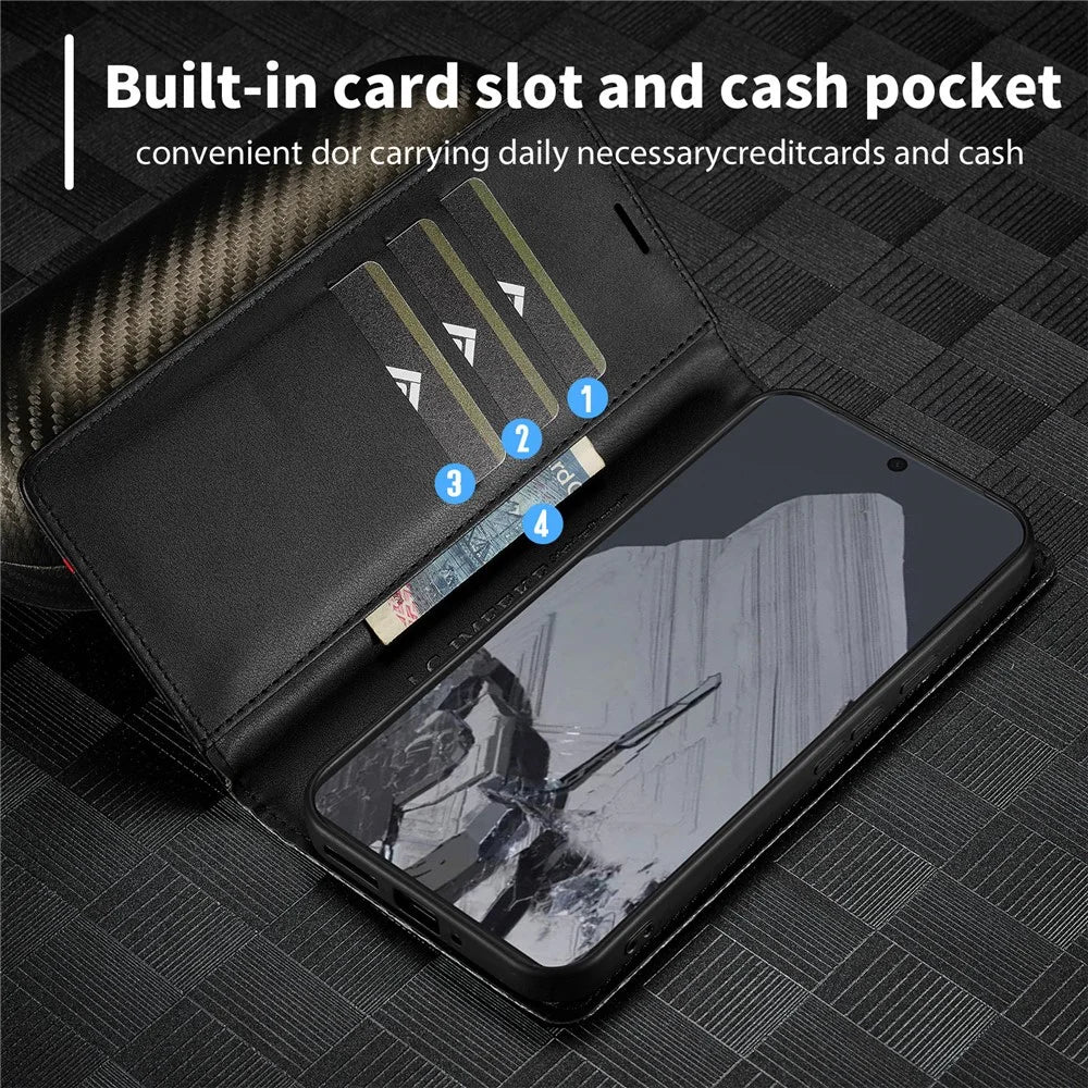 LC.IMEEKE For Google Pixel 10 Pro XL Wallet Case Carbon Fiber Texture Leather Phone Cover - Horizontal Stripe - 7