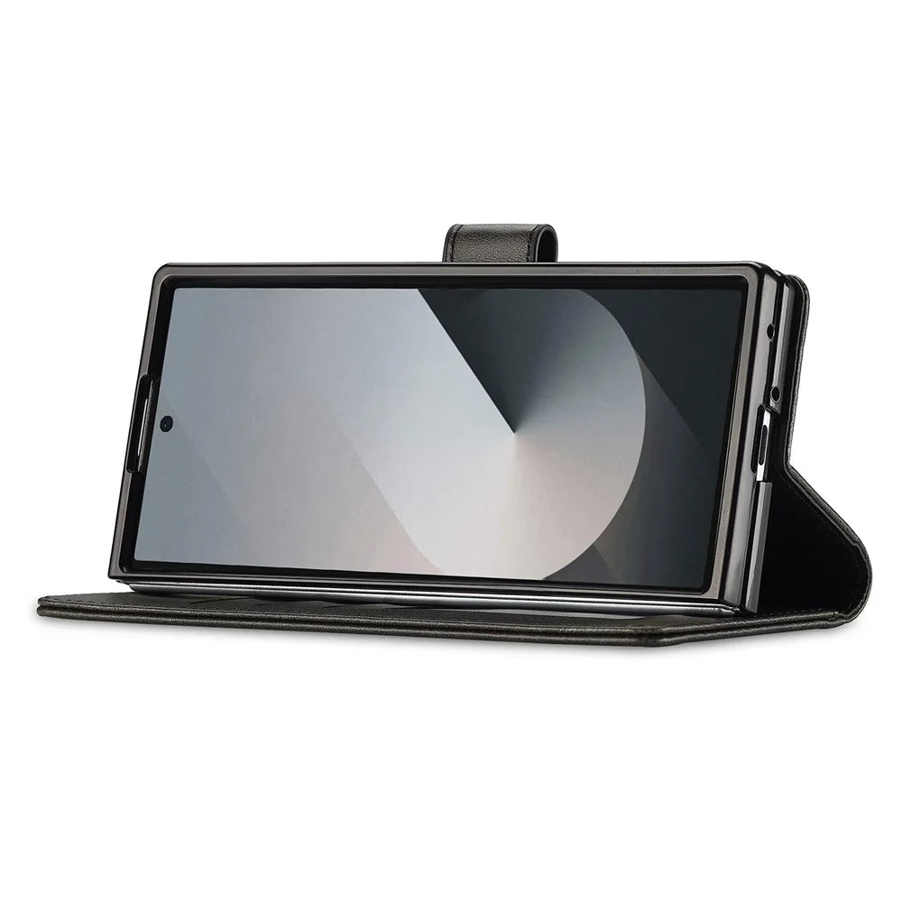 LC.IMEEKE For Samsung Galaxy Z Fold7 5G Case Calf Texture PU Leather Stand Wallet Phone Cover - Black - 3