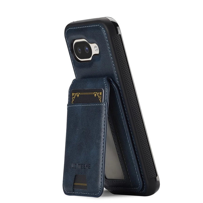 LC.IMEEKE L3 For Google Pixel 9a Magnetic Case Detachable Card Holder Leather TPU Mobile Cover - Blue - 3