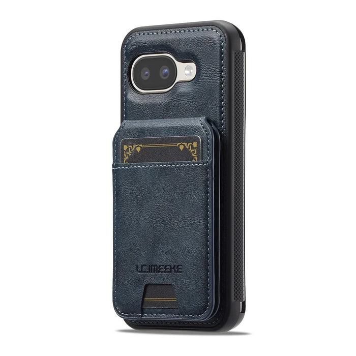 LC.IMEEKE L3 For Google Pixel 9a Magnetic Case Detachable Card Holder Leather TPU Mobile Cover - Blue - 6