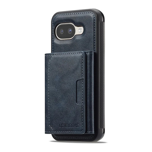 LC.IMEEKE L5 For Google Pixel 9a Magnetic Phone Case Leather Back Cover with Detachable Card Holder - Blue - 2