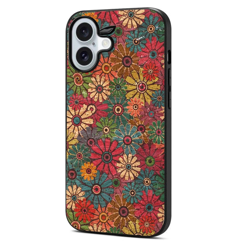 For iPhone 17 Case Flower Print PU Leather + PC + TPU Phone Cover - Spring / Green - 1