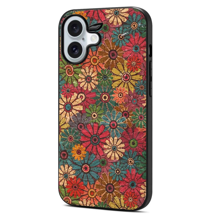 For iPhone 17 Case Flower Print PU Leather + PC + TPU Phone Cover - Spring / Green - 1