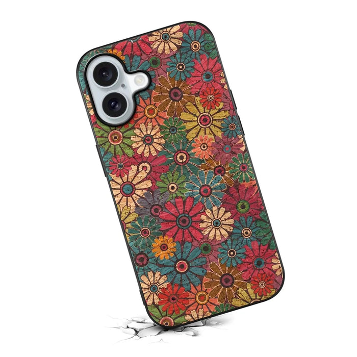 For iPhone 17 Case Flower Print PU Leather + PC + TPU Phone Cover - Spring / Green - 2