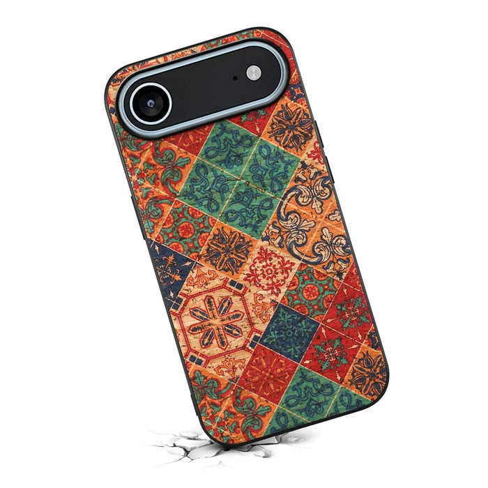 For iPhone Air Case Flower Print PU Leather + PC + TPU Phone Cover - Winter / Blue - 2