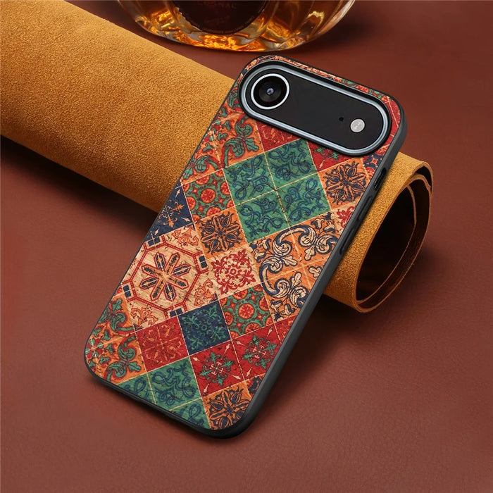 For iPhone Air Case Flower Print PU Leather + PC + TPU Phone Cover - Winter / Blue - 3