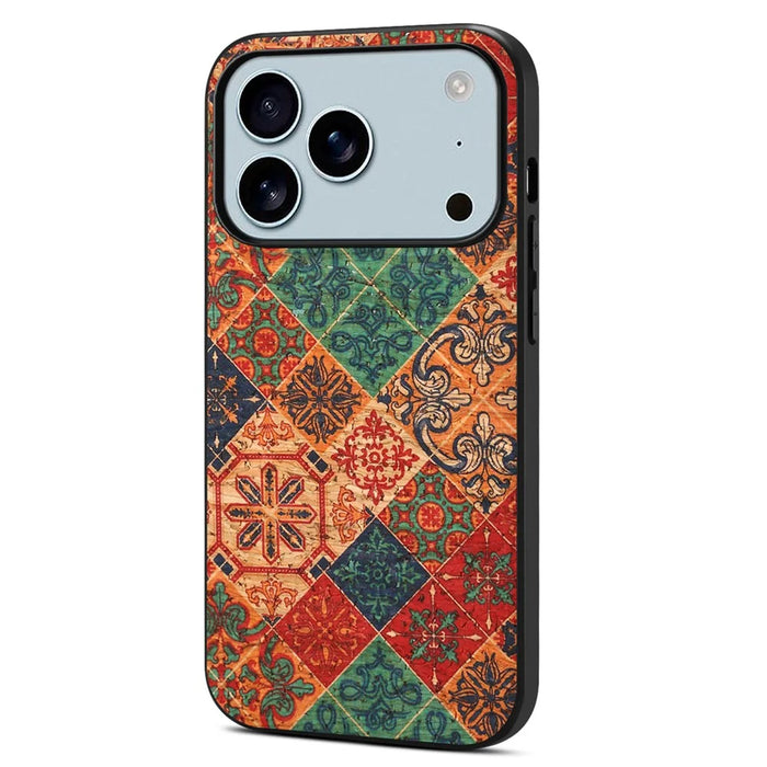 For iPhone 17 Pro Case Flower Print PU Leather + PC + TPU Phone Cover - Winter / Blue - 1