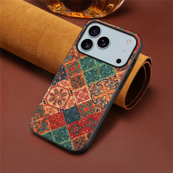 For iPhone 17 Pro Case Flower Print PU Leather + PC + TPU Phone Cover - Winter / Blue - 3