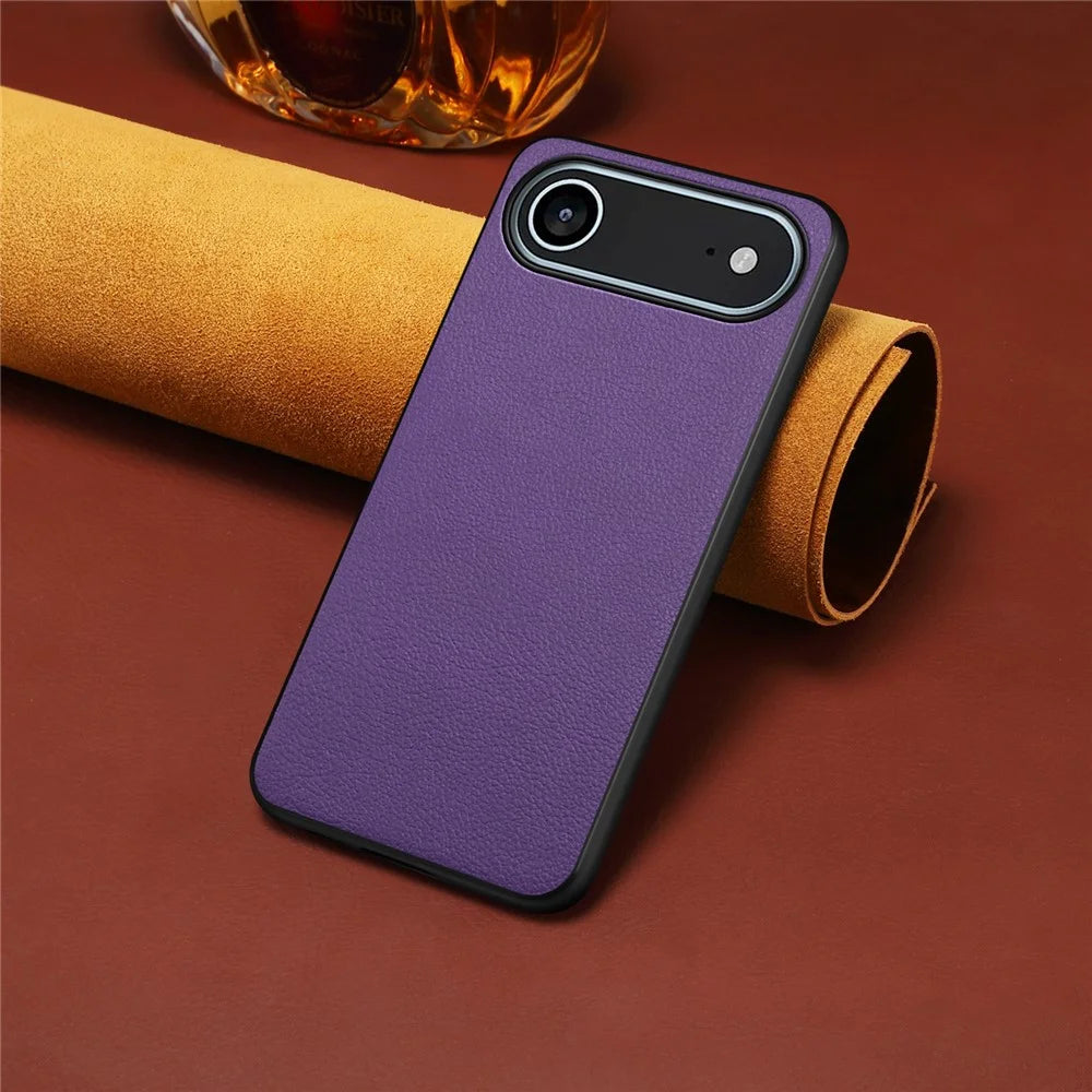 For iPhone Air Case Calf Texture Leather + PC + TPU Phone Cover - Purple - 4
