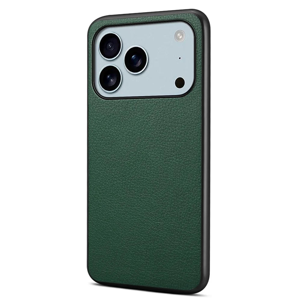 For iPhone 17 Pro Case Calf Texture Leather + PC + TPU Phone Cover - Green - 1