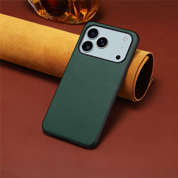 For iPhone 17 Pro Case Calf Texture Leather + PC + TPU Phone Cover - Green - 4