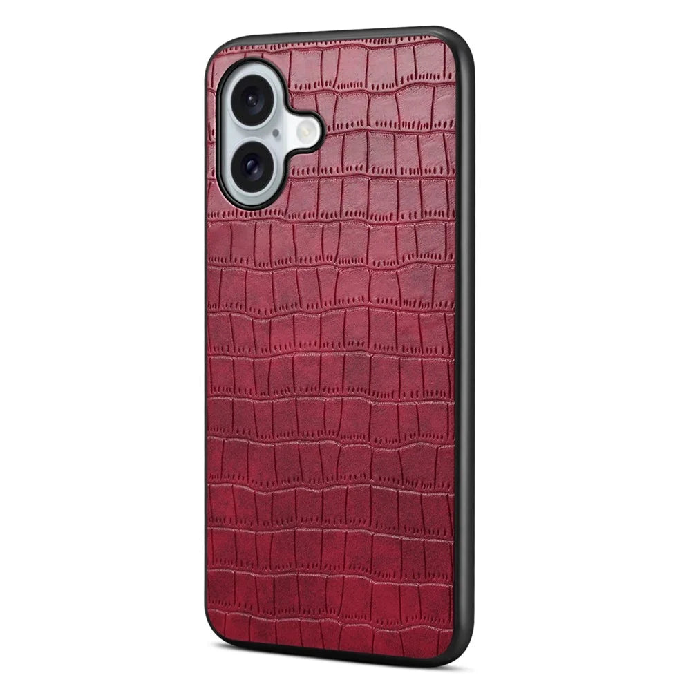 For iPhone 17 Case Crocodile Texture Design Leather Slim Back Cover - Red - 1