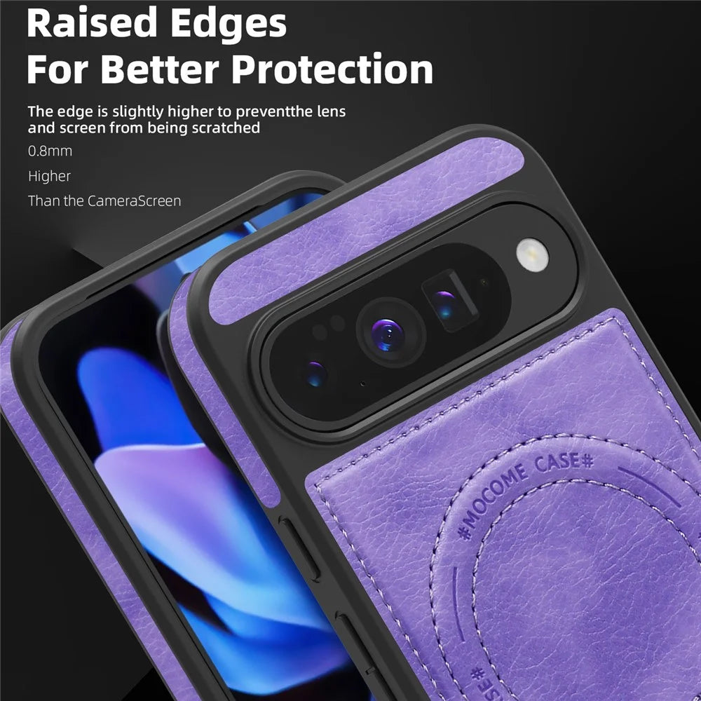 For Google Pixel 10 Pro  /  Pixel 10 Magnetic Case with Folded Kickstand PC Silicone Leather Phone Back Cover - Light Purple - 6