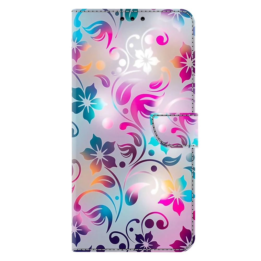 For iPhone 17e / 16e Case Wallet Stand Pattern Printing PU Leather Flip Phone Cover - Craft Flowers - 6