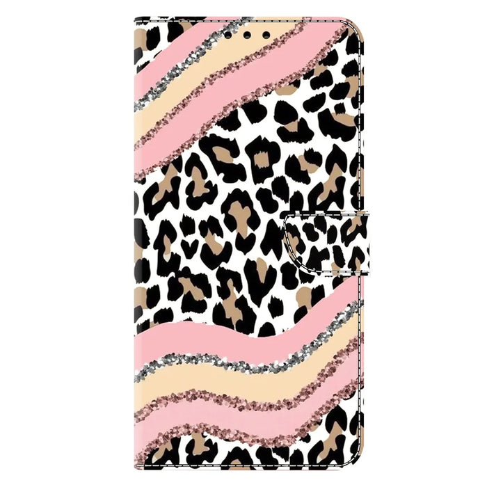 For Samsung Galaxy S25 Edge Case Wallet Stand Pattern Printing PU Leather Flip Phone Cover - Striped Leopard - 6