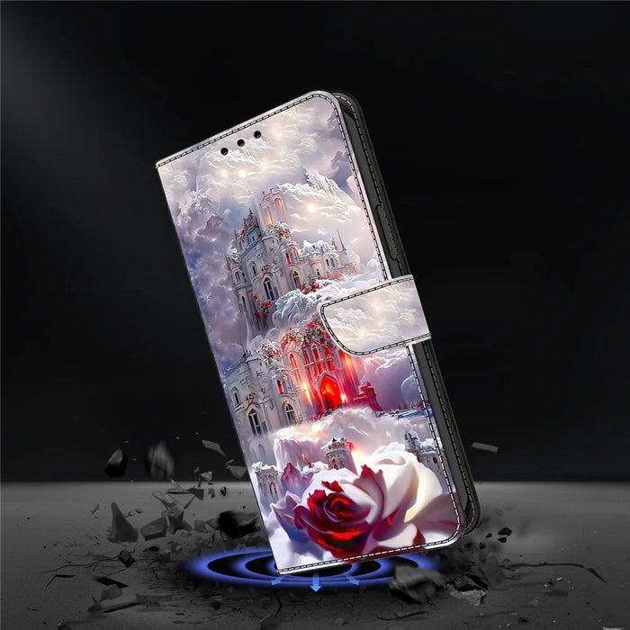 For Samsung Galaxy S25+ Case Wallet Stand Pattern Printing PU Leather Flip Phone Cover - Castle - 4