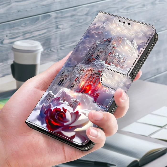 For Samsung Galaxy S25+ Case Wallet Stand Pattern Printing PU Leather Flip Phone Cover - Castle - 5