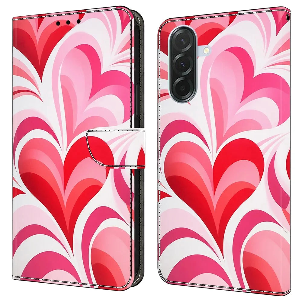 For Samsung Galaxy A56 5G Case Wallet Stand Pattern Printing PU Leather Flip Phone Cover - Love - 1