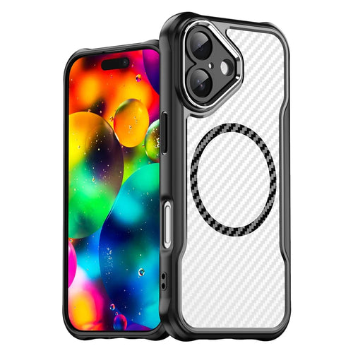 For iPhone 17 Case Compatible with MagSafe Hybrid Phone Cover Carbon Fiber - Black - 1