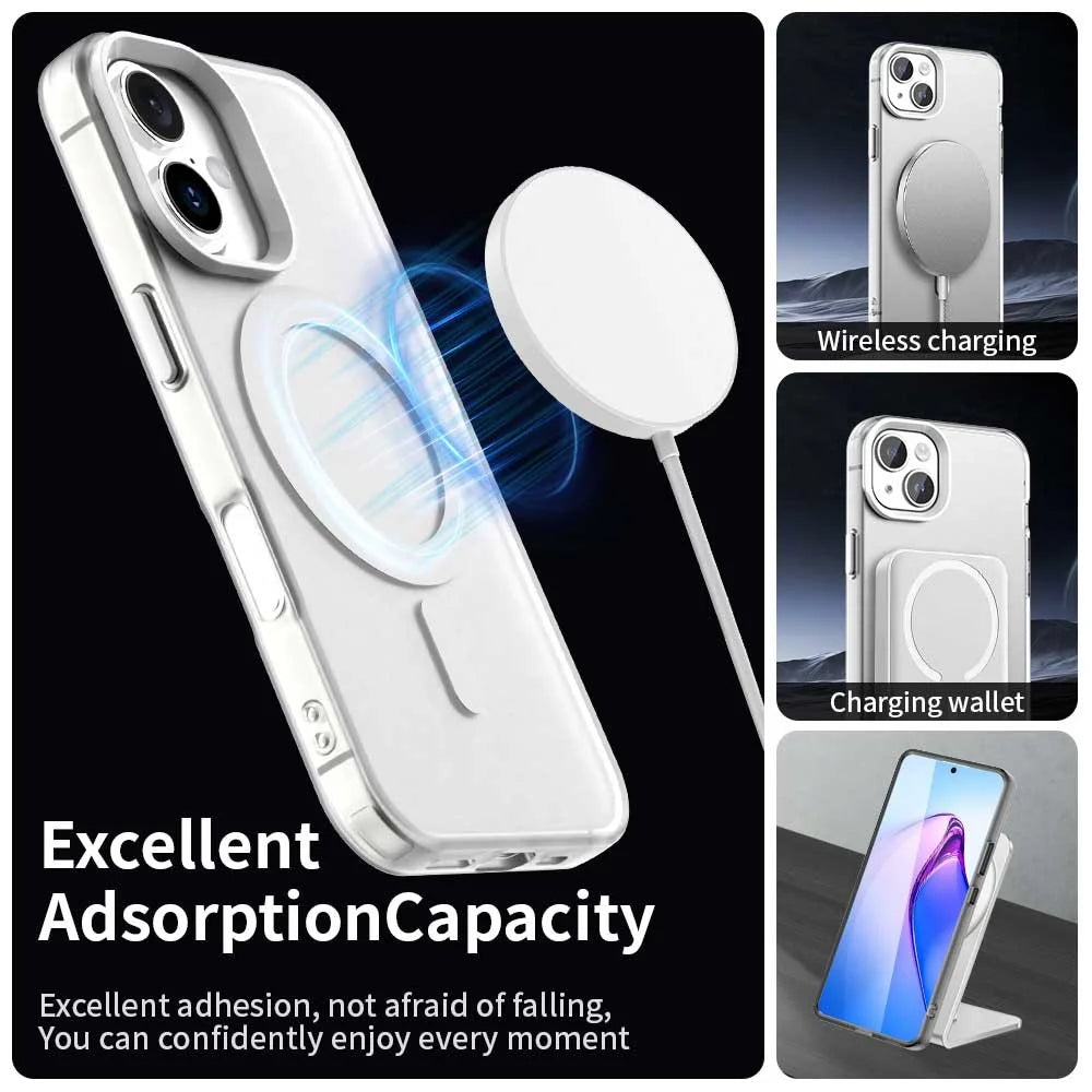 For iPhone 17 Case Compatible with MagSafe Anti Drop Hybrid Phone Back Cover - White - 3