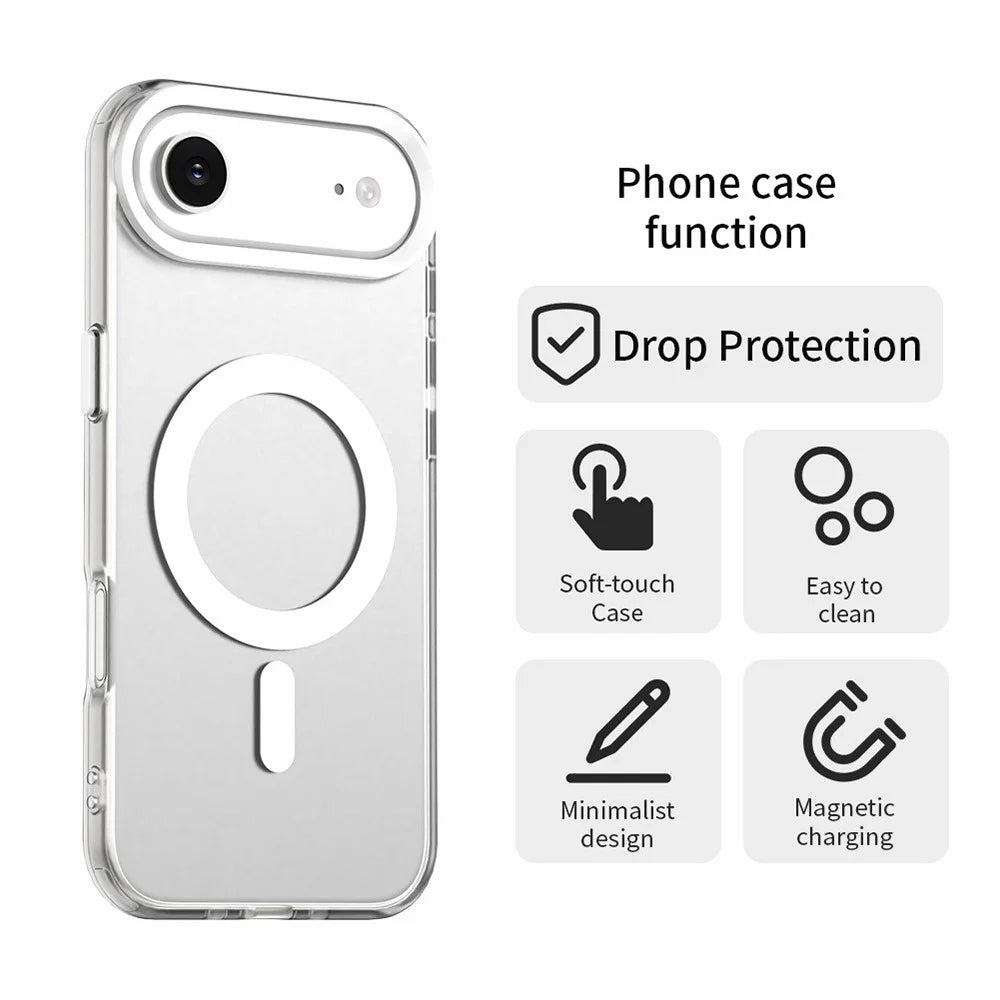 For iPhone Air Case Compatible with MagSafe Anti Drop Hybrid Phone Back Cover - White - 2