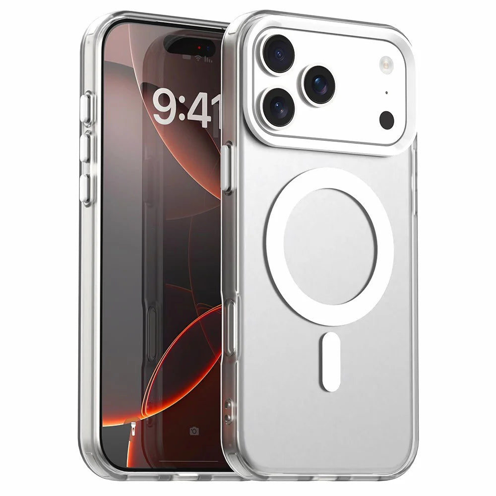 For iPhone 17 Pro Max Case Compatible with MagSafe Anti Drop Hybrid Phone Back Cover - White - 1
