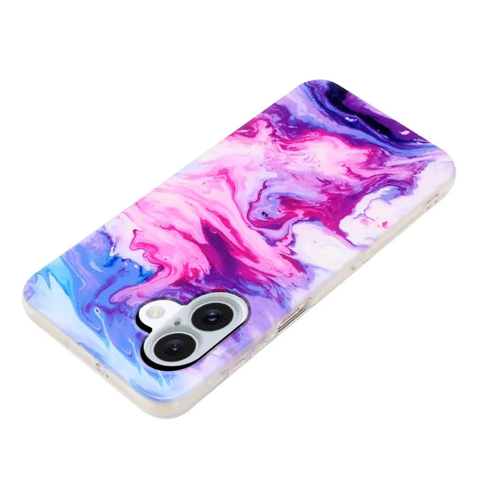 For iPhone 17 Case Marble Pattern Painted TPU Phone Back Cover - Rose - 3