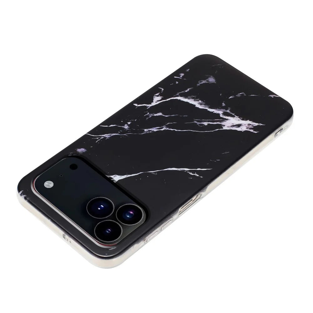 For iPhone 18 Pro / 17 Pro Case Marble Pattern Painted TPU Phone Back Cover - Black - 3