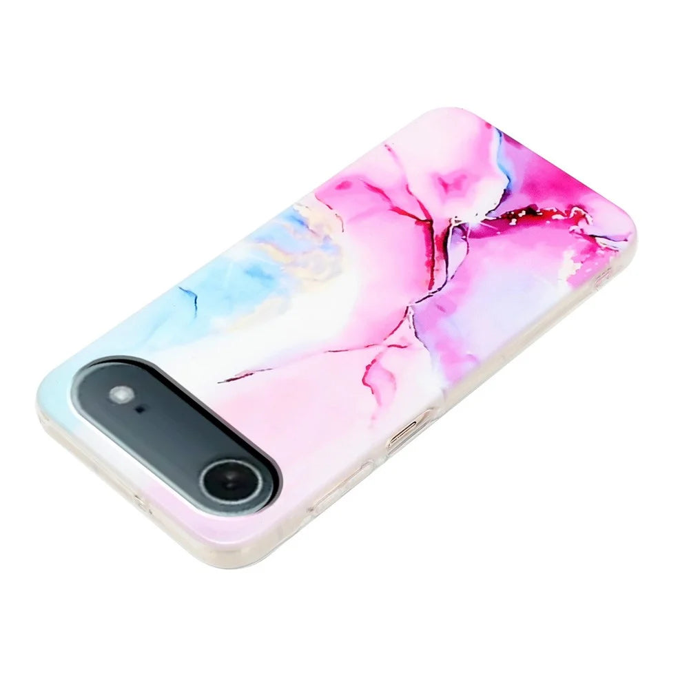 For iPhone Air Case Marble Pattern Painted TPU Phone Back Cover - Pink  /  Blue - 3