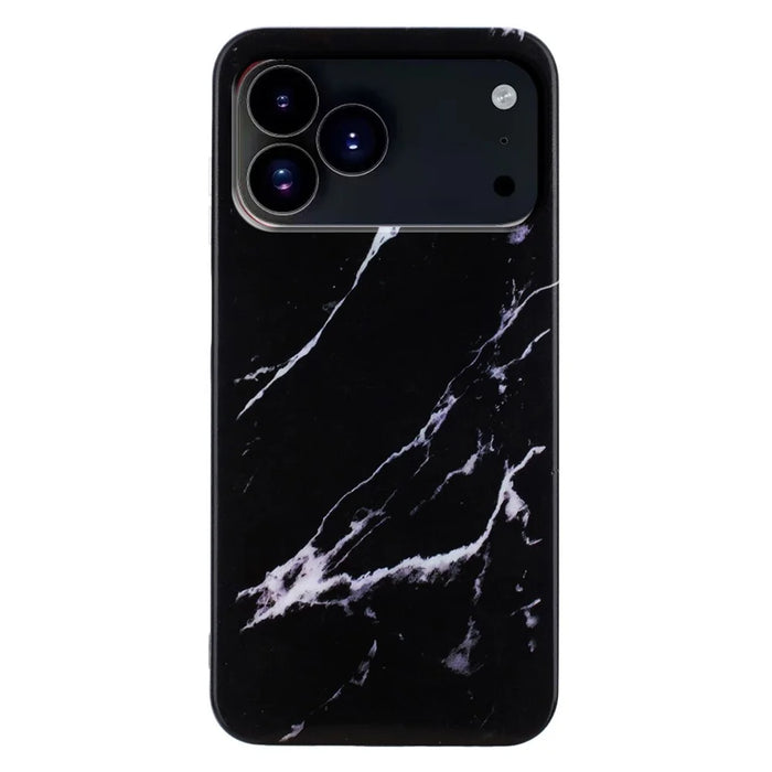 For iPhone 18 Pro Max / 17 Pro Max Case Marble Pattern Painted TPU Phone Back Cover - Black - 1