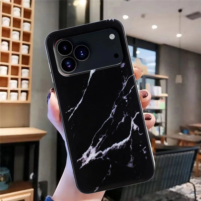 For iPhone 18 Pro Max / 17 Pro Max Case Marble Pattern Painted TPU Phone Back Cover - Black - 4