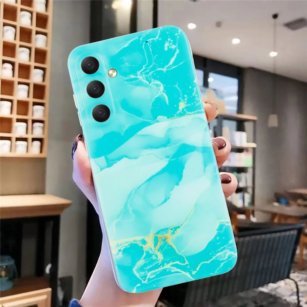 For Samsung Galaxy A18 5G / A18 4G / A17 5G / A17 4G / A26 5G Case Marble Pattern Painted TPU Phone Back Cover - Green - 5