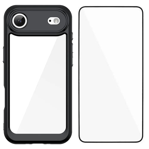 WANLONFENG For iPhone Air Back Cover  XC Series TPU Acrylic Phone Case with Tempered Glass Film - Black - 1