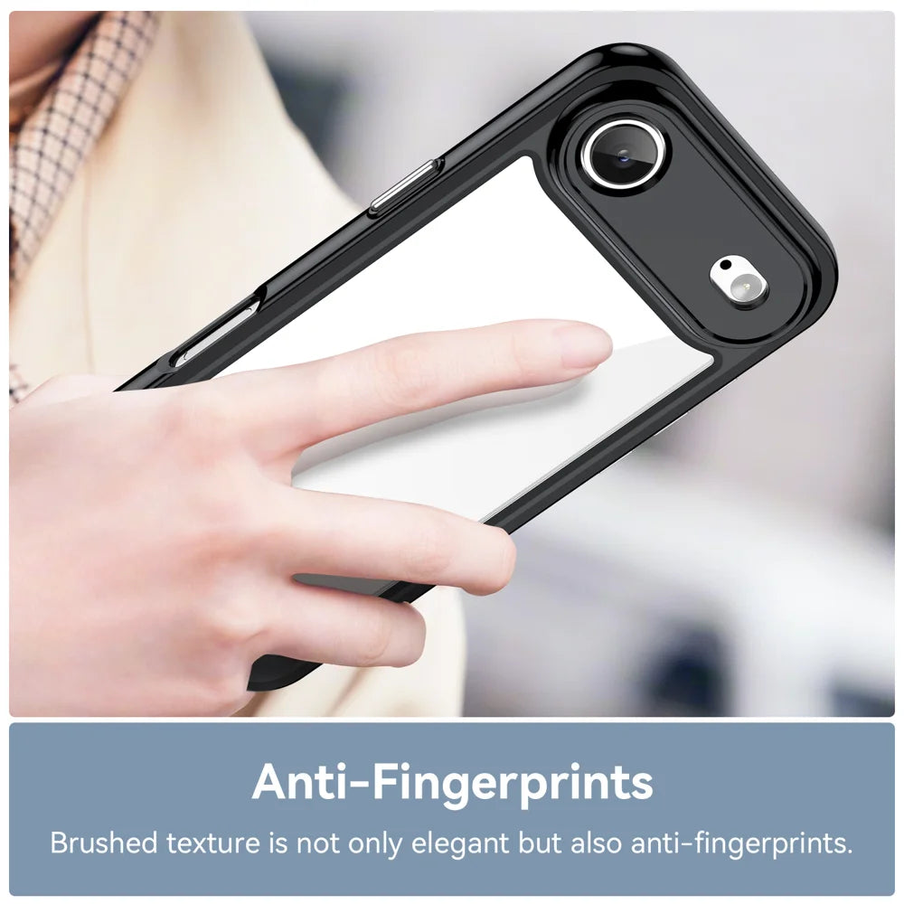 WANLONFENG For iPhone Air Back Cover  XC Series TPU Acrylic Phone Case with Tempered Glass Film - Black - 6