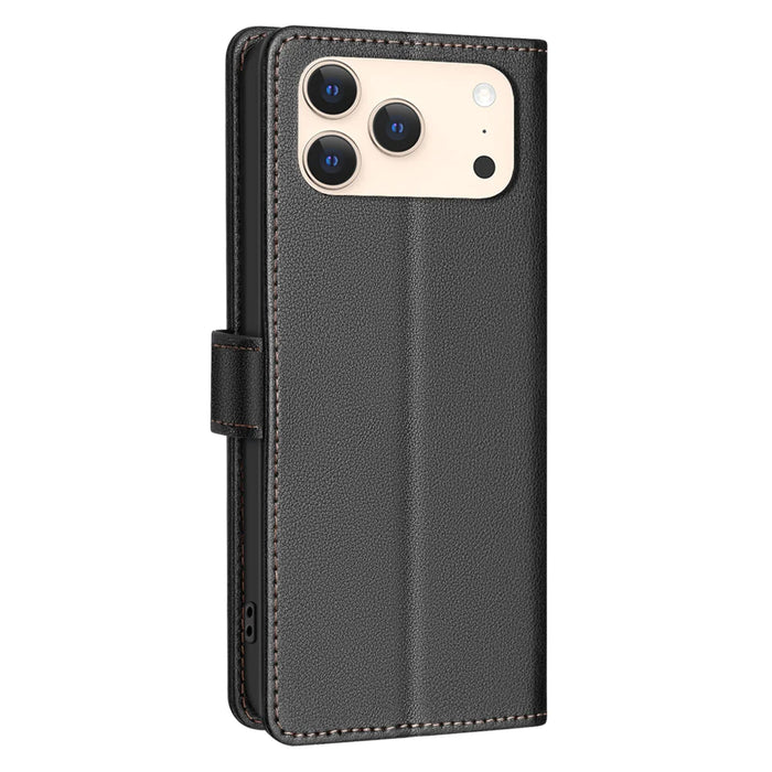 BINFEN COLOR For iPhone 18 Pro Max / 17 Pro Max Leather Case  BF32 Wallet RFID Blocking Phone Cover - Black - 3
