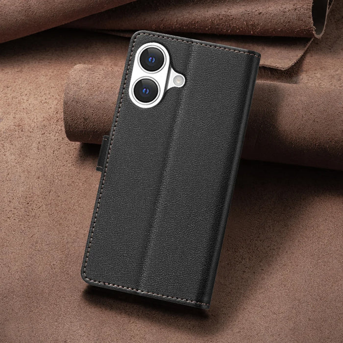 BINFEN COLOR For iPhone 17 Leather Case  BF32 Wallet RFID Blocking Phone Cover - Black - 7