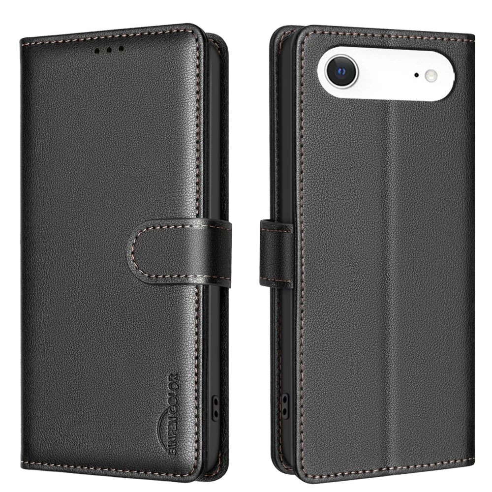 BINFEN COLOR For iPhone Air Leather Case  BF32 Wallet RFID Blocking Phone Cover - Black - 1