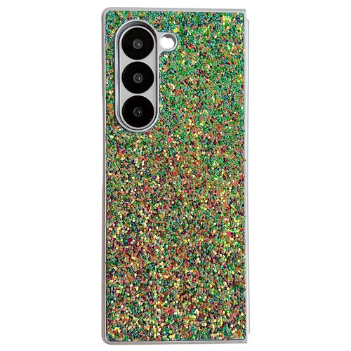 For Samsung Galaxy Z Fold6 5G Case Rubberized Silver Edge Phantom Glitter Hard PC Phone Cover - Green - 1