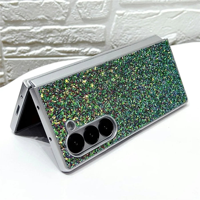 For Samsung Galaxy Z Fold6 5G Case Rubberized Silver Edge Phantom Glitter Hard PC Phone Cover - Green - 3