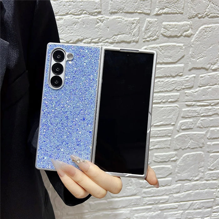 For Samsung Galaxy Z Fold6 5G Case Rubberized Silver Edge Phantom Glitter Hard PC Phone Cover - Green - 4