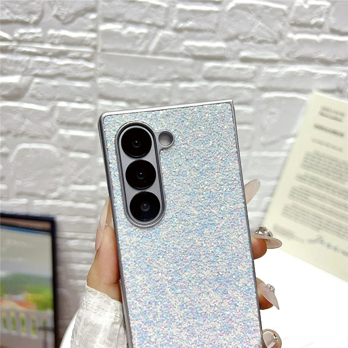 For Samsung Galaxy Z Fold6 5G Case Rubberized Silver Edge Phantom Glitter Hard PC Phone Cover - Green - 6