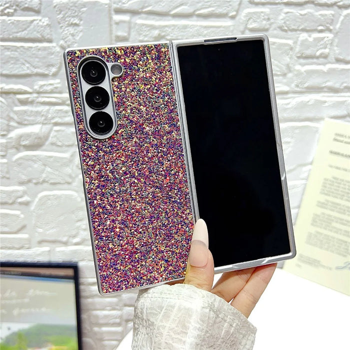 For Samsung Galaxy Z Fold7 5G Case Rubberized Silver Edge Phantom Glitter Hard PC Phone Cover - Green - 4