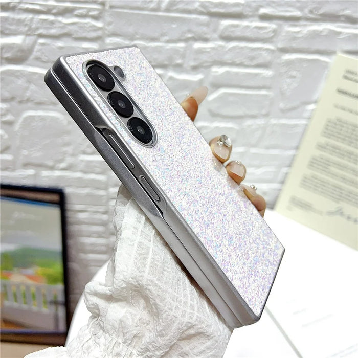 For Samsung Galaxy Z Fold7 5G Case Rubberized Silver Edge Phantom Glitter Hard PC Phone Cover - Green - 5