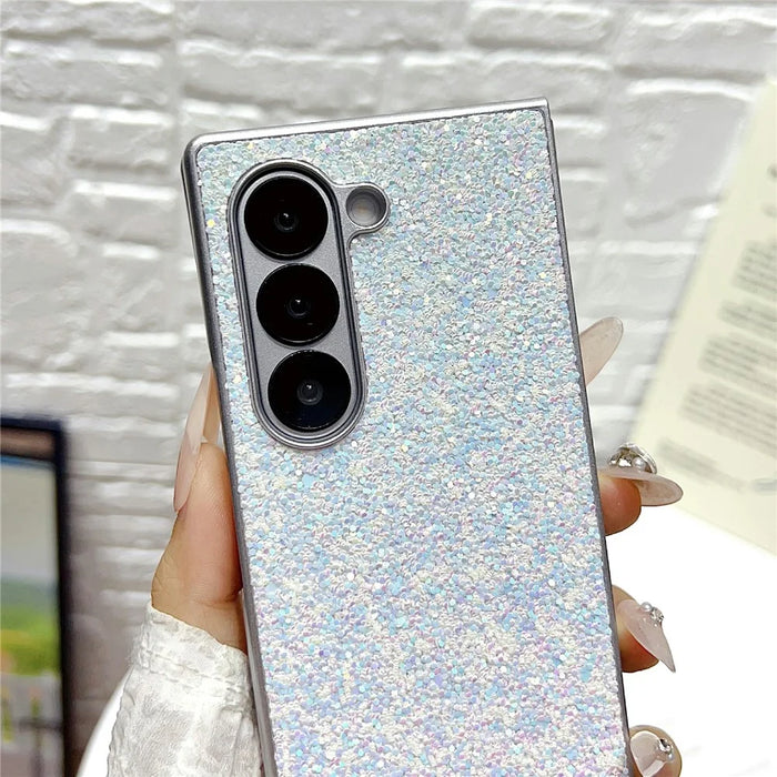 For Samsung Galaxy Z Fold7 5G Case Rubberized Silver Edge Phantom Glitter Hard PC Phone Cover - Green - 7