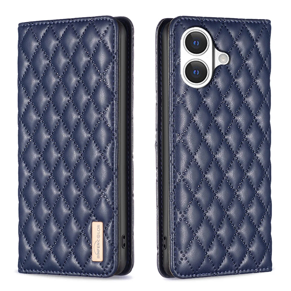 BINFEN COLOR For iPhone 17 Case with Card Holder  PU Leather Phone Stand Cover - Blue - 1
