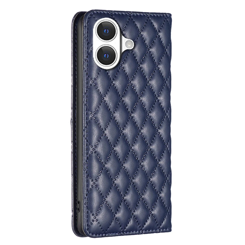 BINFEN COLOR For iPhone 17 Case with Card Holder  PU Leather Phone Stand Cover - Blue - 3