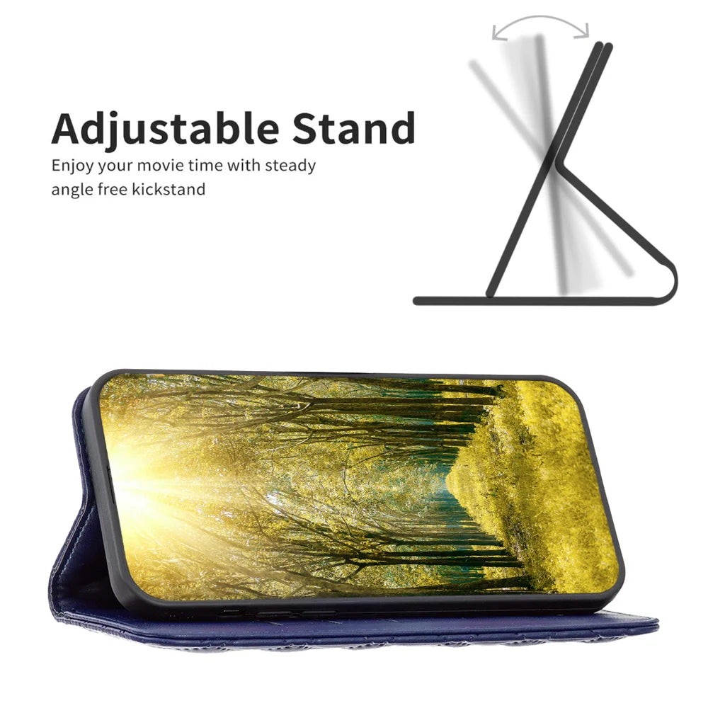 BINFEN COLOR For iPhone 17 Case with Card Holder  PU Leather Phone Stand Cover - Blue - 4