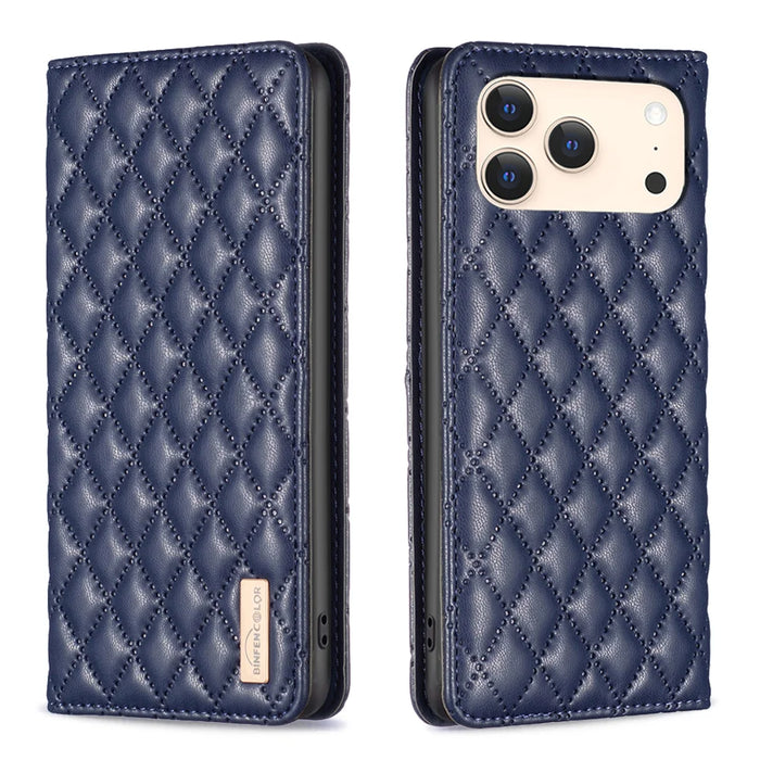 BINFEN COLOR For iPhone 18 Pro / 17 Pro Case with Card Holder  PU Leather Phone Stand Cover - Blue - 1